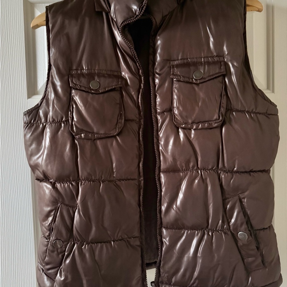 Faded Glory Shiny Brown Quilted Puffer Vest